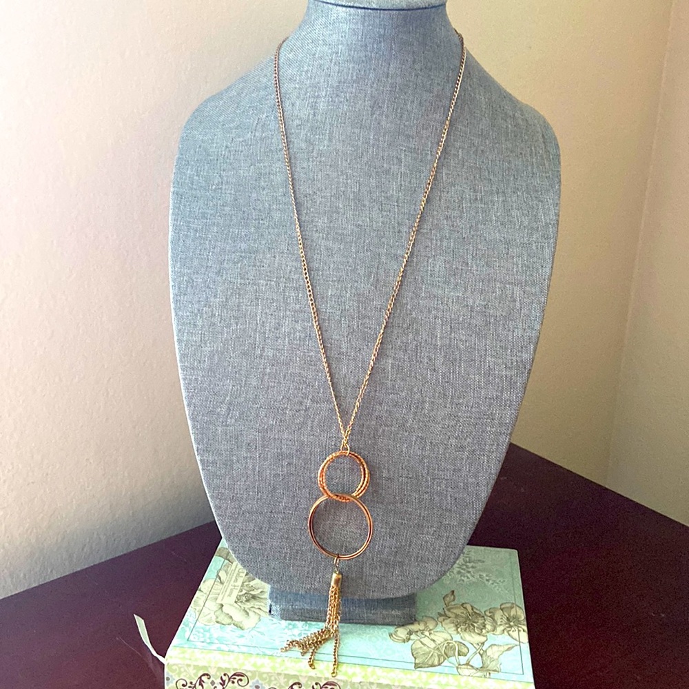 Vintage 90s Copper-toned Chain Tassel Double clasp Necklace or Waist Chain